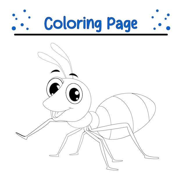 Página para colorear de Happy Ant para niños Libro para colorear de Bugs