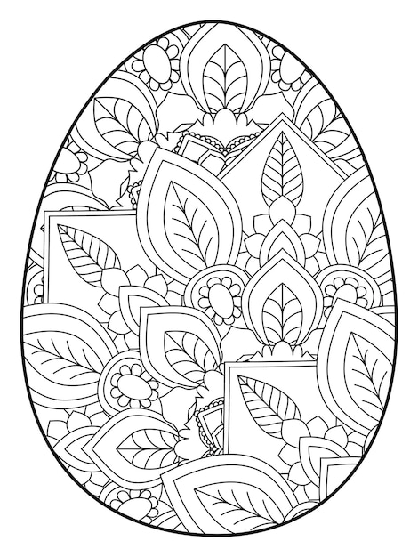 Página para colorear de huevo de Pascua Página para colorear de conejito de Pascua Página para colorear para adultos y niños