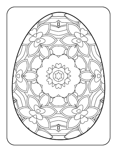 Vector página para colorear de huevos de pascua página de libro para colorear de feliz día de pascua página para colorear para niños y adultos