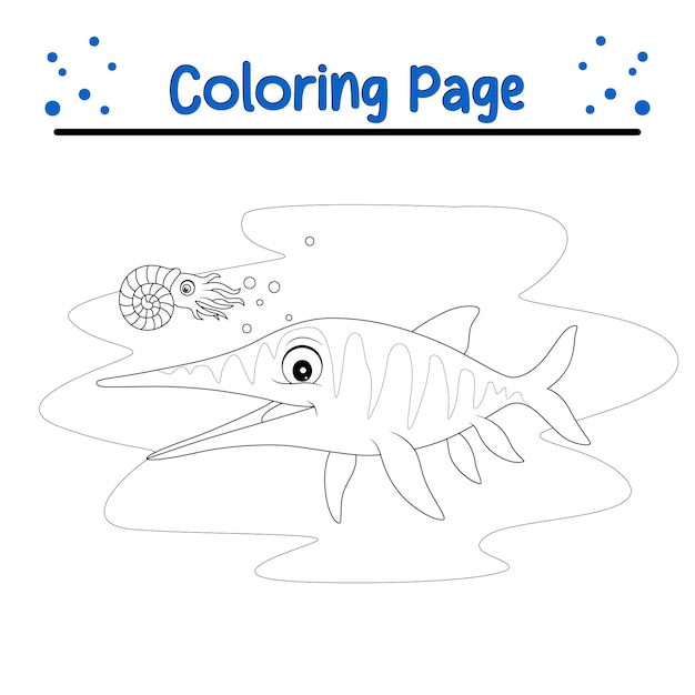 Página para colorear Ichthyosaurus nautilus sonriente