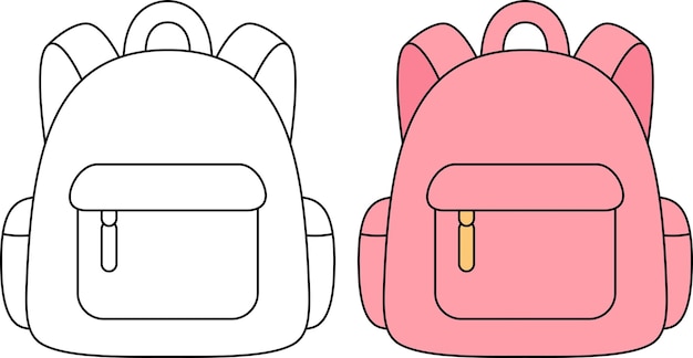 Página de colorear con el icono del contorno de la mochila