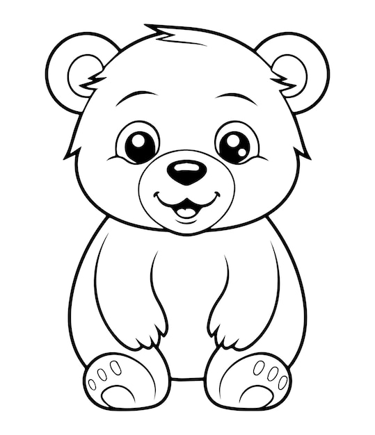 Página para colorear de ilustración vectorial de oso lindo para niños