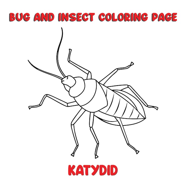 Página para colorear KATYDID para un libro para niños para colorear insectos