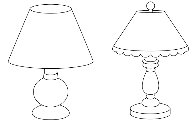 Página para colorear lámpara para niños aislados en fondo blanco colorear en blanco y negro para preescolar