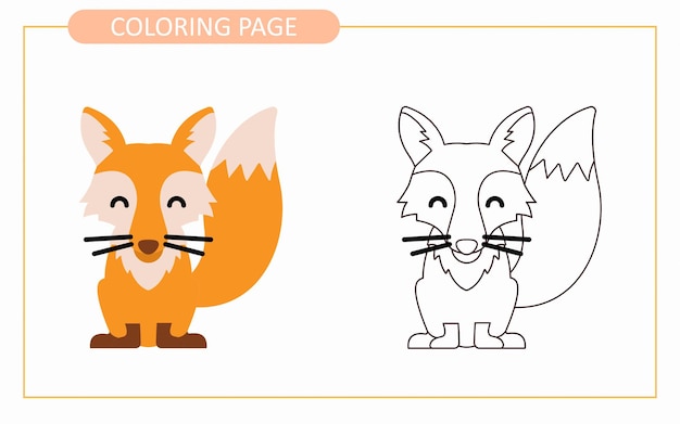 Página para colorear del libro de colorear de rastreo educativo fox para niños