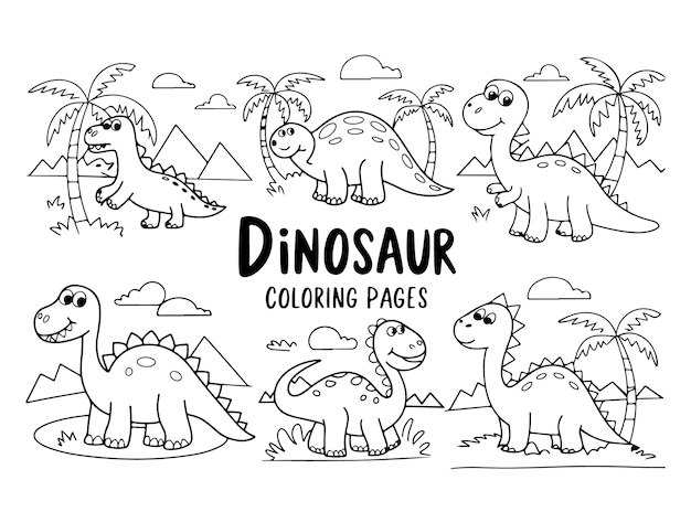 Página para colorear del libro de dibujos animados de dinosaurios