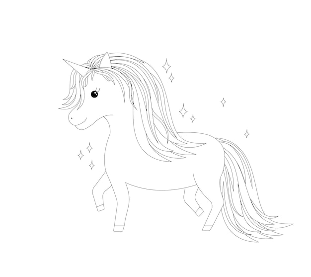 Página para colorear del libro Unicornio Ilustración vectorial