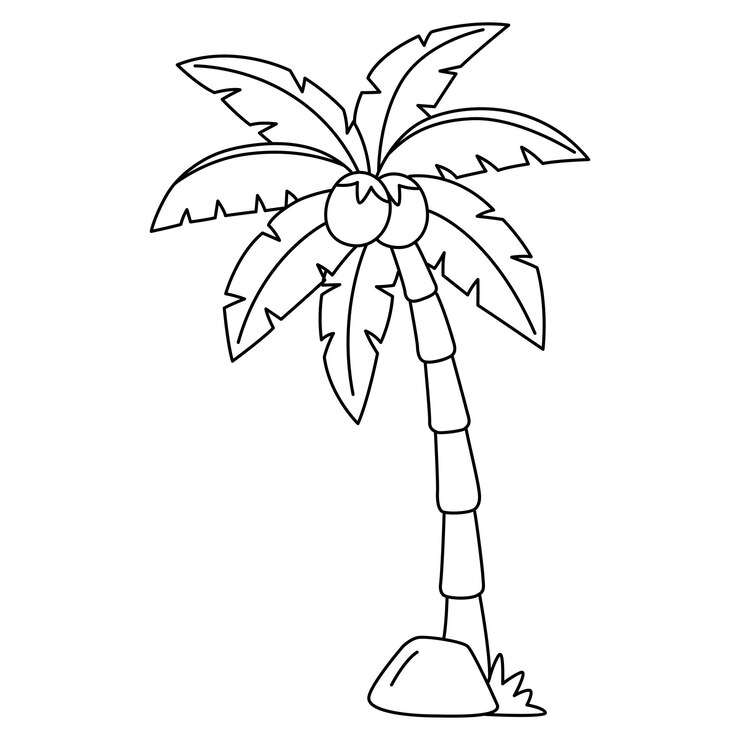 Vector una página para colorear linda y divertida de un árbol de coco proporciona horas de diversión para colorear para los niños colorea esta página es muy fácil adecuado para niños pequeños y niños pequeños