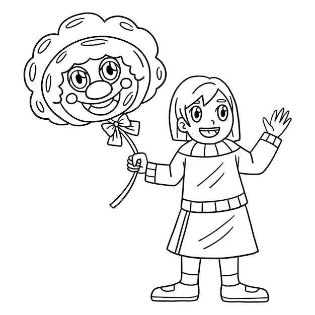 Una página para colorear linda y divertida de un niño de circo con un globo de payaso proporciona horas de diversión para colorear para los niños Para colorear esta página es muy fácil Adecuado para niños pequeños y niños pequeños