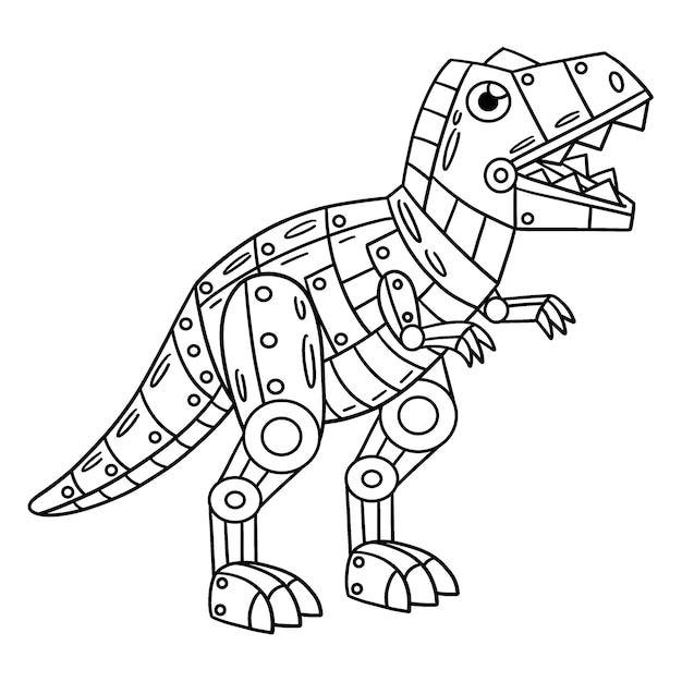 Una página para colorear linda y divertida de un robot T Rex proporciona horas de diversión para colorear para los niños Para colorear esta página es muy fácil Adecuado para niños pequeños y niños pequeños