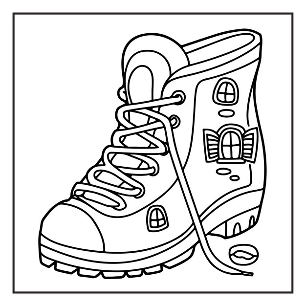 Página para colorear linda y simple para niños para relajarse con una hermosa casa de hadas de fantasía