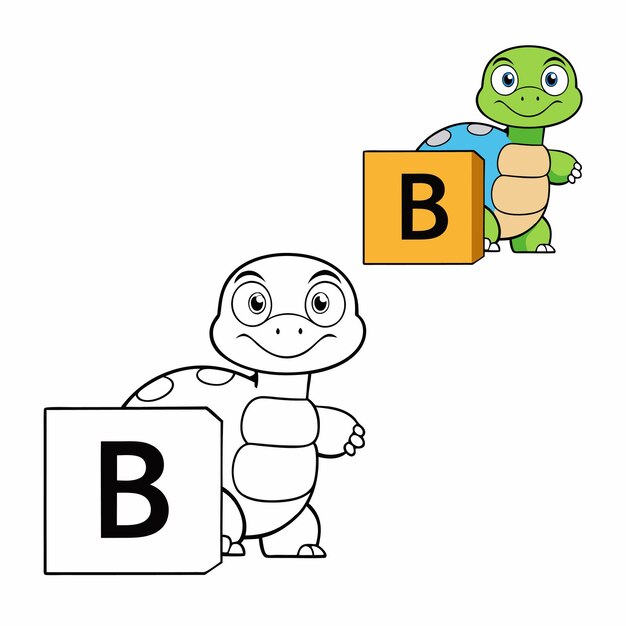 Página para colorear La linda tortuga con la letra B