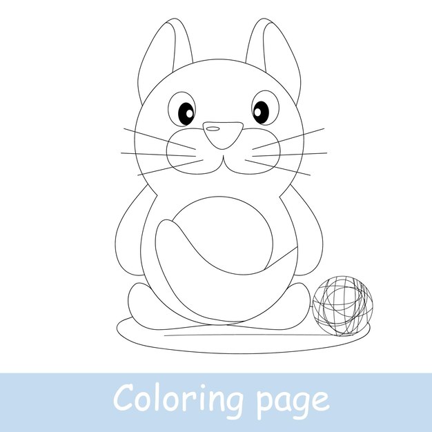 Página para colorear con un lindo gato mascota