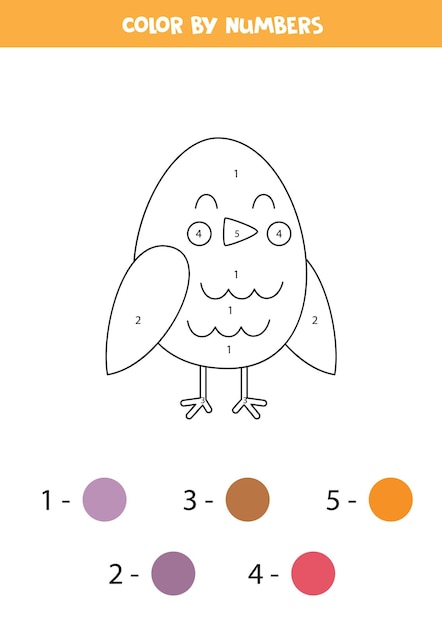 Página para colorear con lindo pájaro de primavera Color por números Juego de matemáticas para niños
