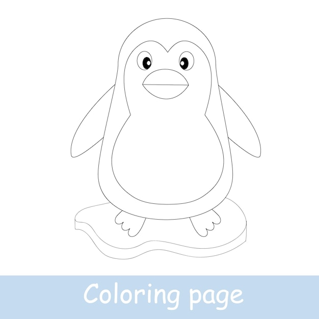 Página para colorear con un lindo pingüino