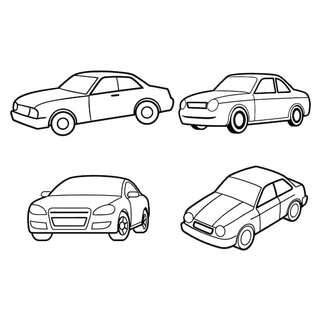 Página de colorear de la línea de arte del coche