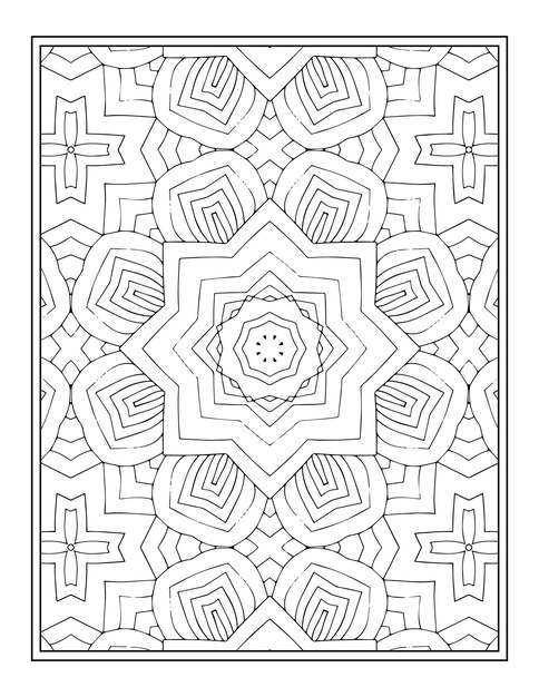Página para colorear mandala adulto blanco negro dibujado a mano