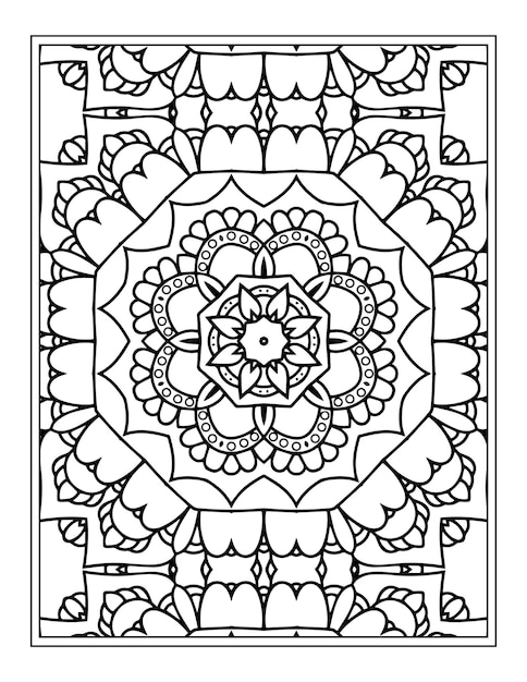 Página para colorear de mandala para adultos Fondo de mandala con patrón de adorno floral