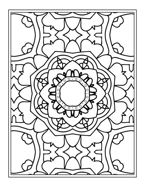 Página para colorear de mandala para adultos Fondo de mandala con patrón de adorno floral