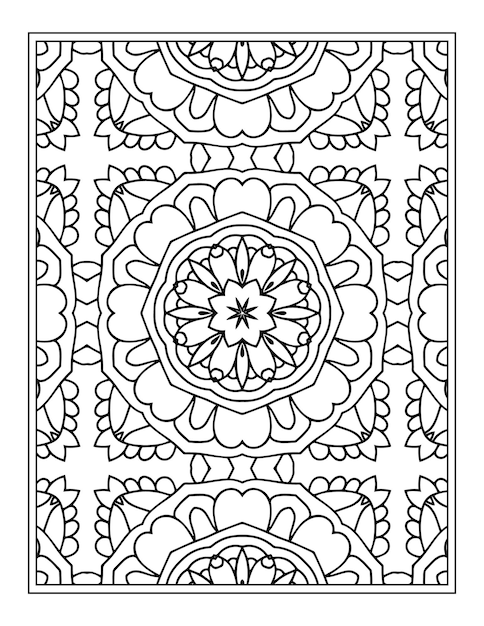 Página para colorear de mandala para adultos Fondo de mandala con patrón de adorno floral