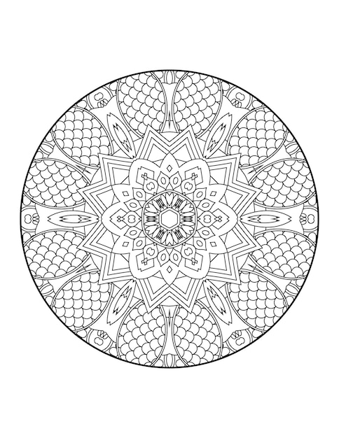 Vector página para colorear de mandala para adultos y libro para colorear de mandala de contorno dibujado a mano para arte de línea para niños