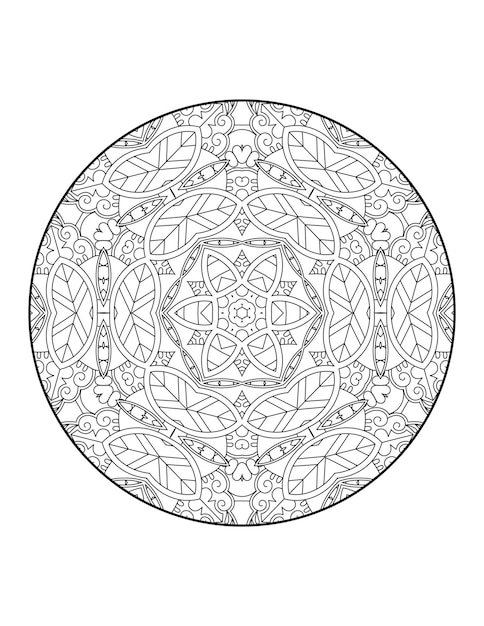 Vector página para colorear de mandala para adultos y libro para colorear de mandala de contorno dibujado a mano para arte de línea para niños