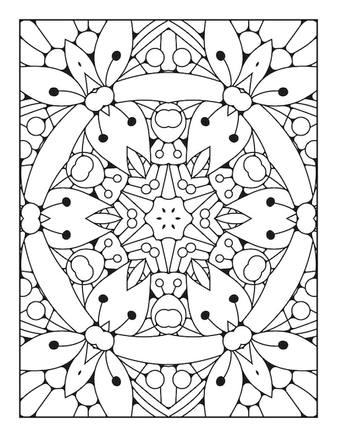 Página para colorear de mandala para adultos y libro para colorear de mandala de contorno dibujado a mano para arte de línea para niños