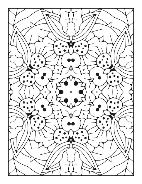 Página para colorear de mandala para adultos y libro para colorear de mandala de contorno dibujado a mano para arte de línea para niños