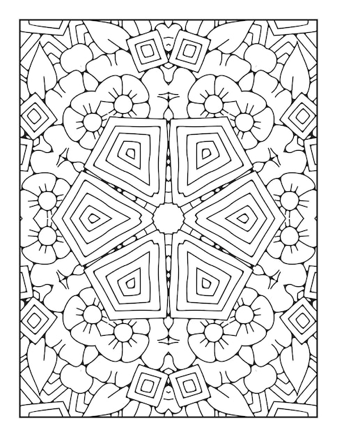 Página para colorear de mandala para adultos y libro para colorear de mandala de contorno dibujado a mano para arte de línea para niños