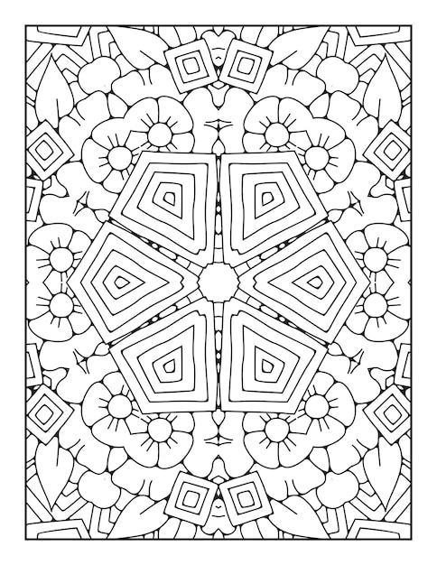 Página para colorear de mandala para adultos y libro para colorear de mandala de contorno dibujado a mano para arte de línea para niños