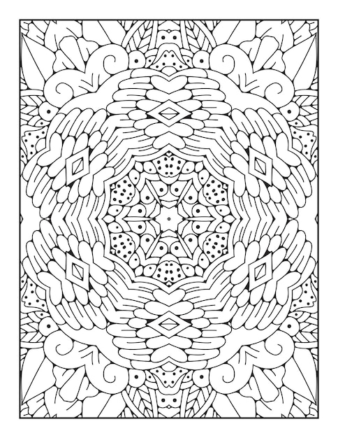 Página para colorear de mandala para adultos y libro para colorear de mandala de contorno dibujado a mano para arte de línea para niños