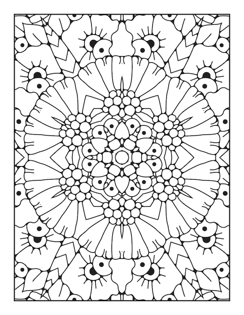 Página para colorear de mandala para adultos y libro para colorear de mandala de contorno dibujado a mano para arte de línea para niños