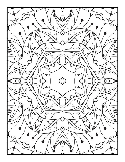 Página para colorear de mandala para adultos y libro para colorear de mandala de contorno dibujado a mano para arte de línea para niños