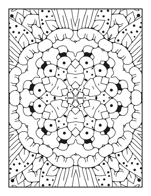 Página para colorear de mandala para adultos y libro para colorear de mandala de contorno dibujado a mano para arte de línea para niños