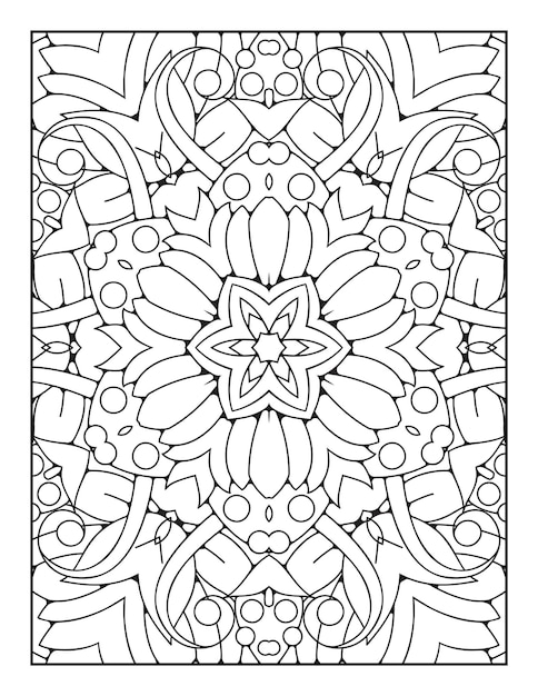 Página para colorear de mandala para adultos y libro para colorear de mandala de contorno dibujado a mano para arte de línea para niños