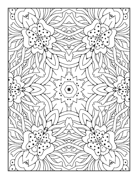 Página para colorear de mandala para adultos y libro para colorear de mandala de contorno dibujado a mano para arte de línea para niños