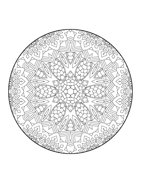 Vector página para colorear de mandala para adultos y libro para colorear de mandala de contorno dibujado a mano para arte de línea para niños