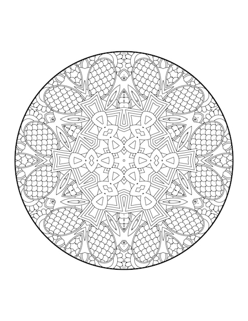 Vector página para colorear de mandala para adultos y libro para colorear de mandala de contorno dibujado a mano para arte de línea para niños