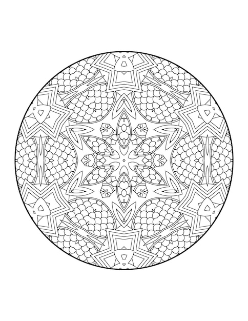 Página para colorear de mandala para adultos y libro para colorear de mandala de contorno dibujado a mano para arte de línea para niños