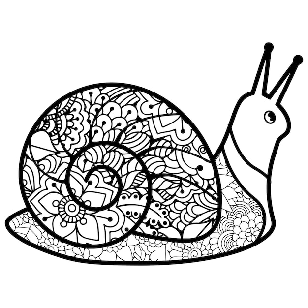 Página para colorear Mandala de caracol dibujado a mano
