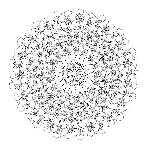 Página para colorear mandala de flores con página para colorear mandala y libro para colorear floral para adultos