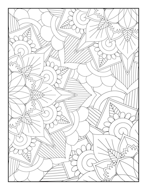 Página para colorear de mandalas. Página para colorear flores.