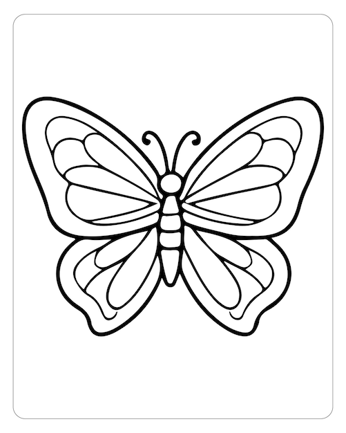 Página para colorear de mariposa linda Vector de mariposa