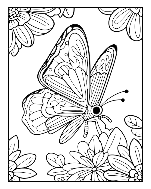 Página para colorear con mariposas bonitas