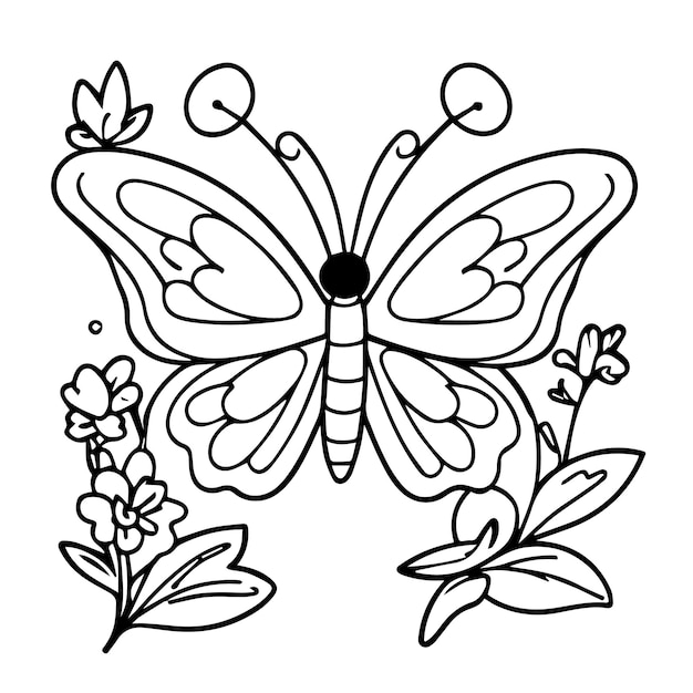 Vector página para colorear con mariposas ilustración de un libro para niños