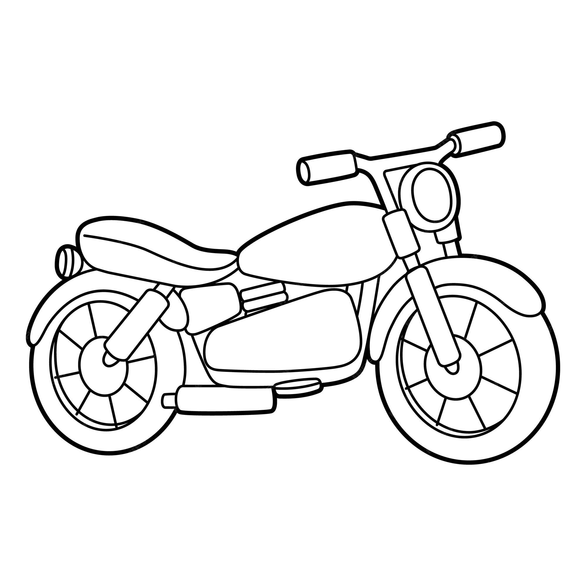 Página para colorear de motocicleta aislada para niños | Vector Premium