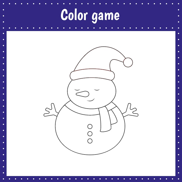 Página para colorear de un muñeco de nieve para la educación y la actividad de los niños Ilustración vectorial en blanco y negro sobre fondo blanco