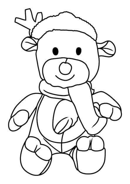 Página para colorear de Navidad dibujada a mano para niños y adultos. Dibujo lineal de feliz Navidad.