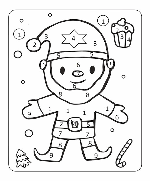 Página para colorear de navidad para niños | Vector Premium