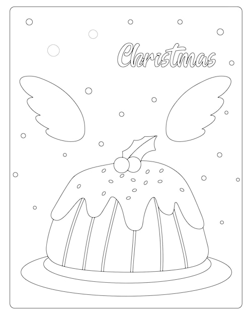 Página para colorear de navidad premium vector para niños